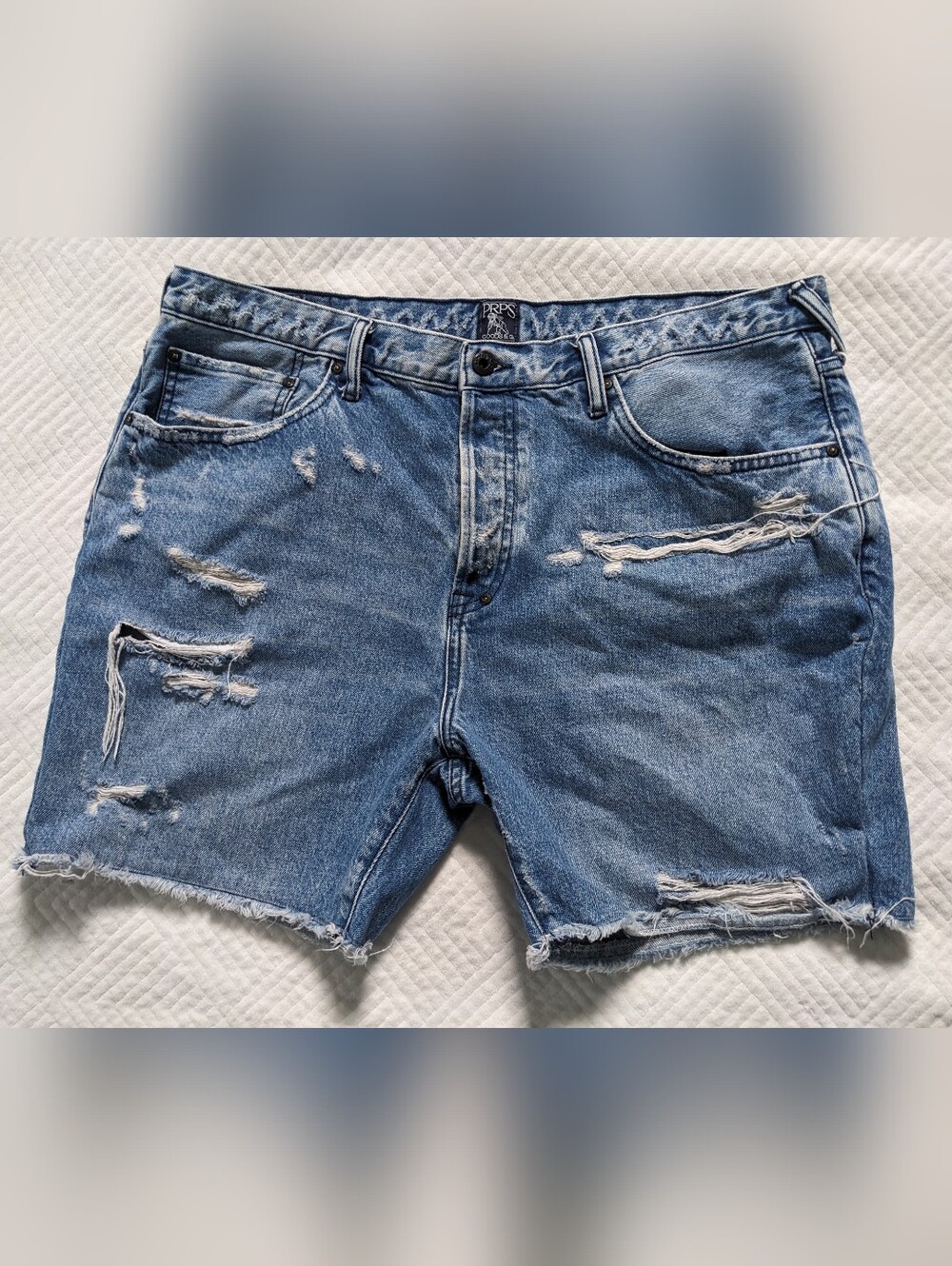 Prps Denim Shorts Mens 30 Light Wash Distressed Cutoff Challenger Fit Raw Hem